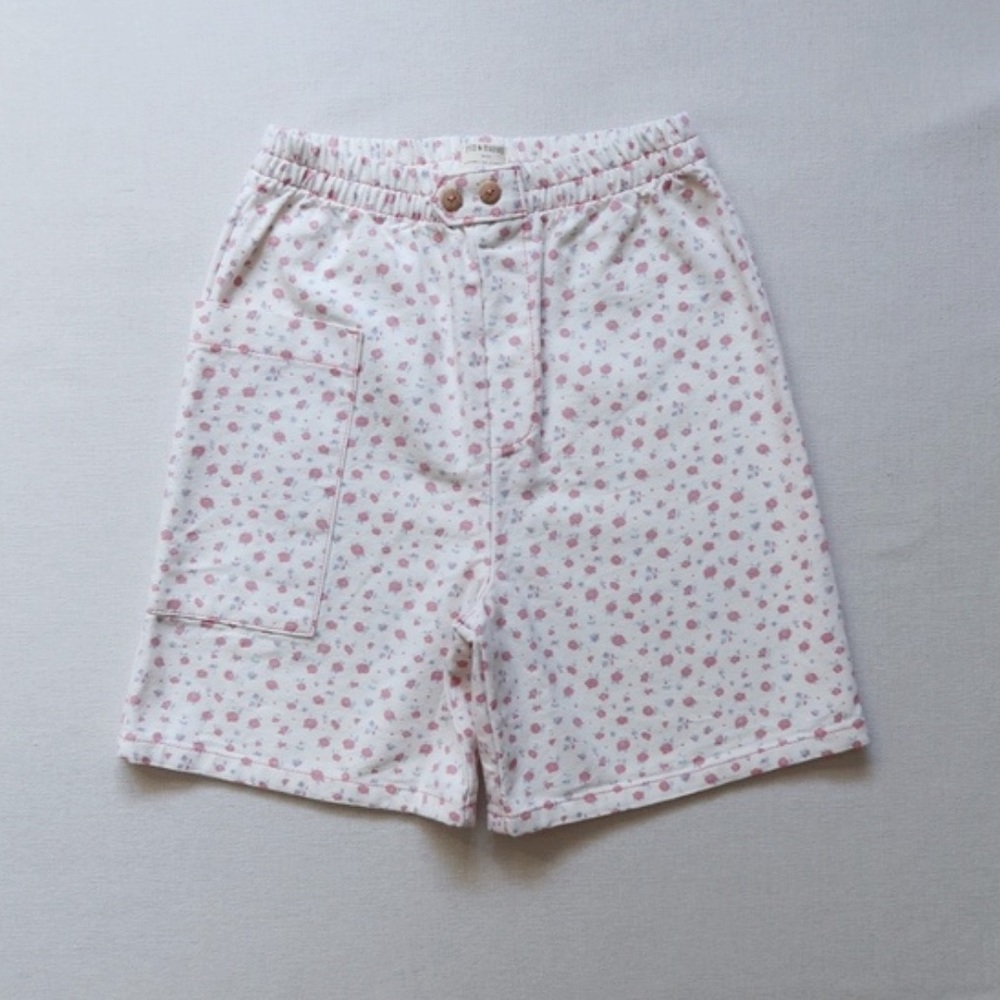Fin & Vince Organic Cotton Floral Print High Waisted Pull On Shorts 10/11